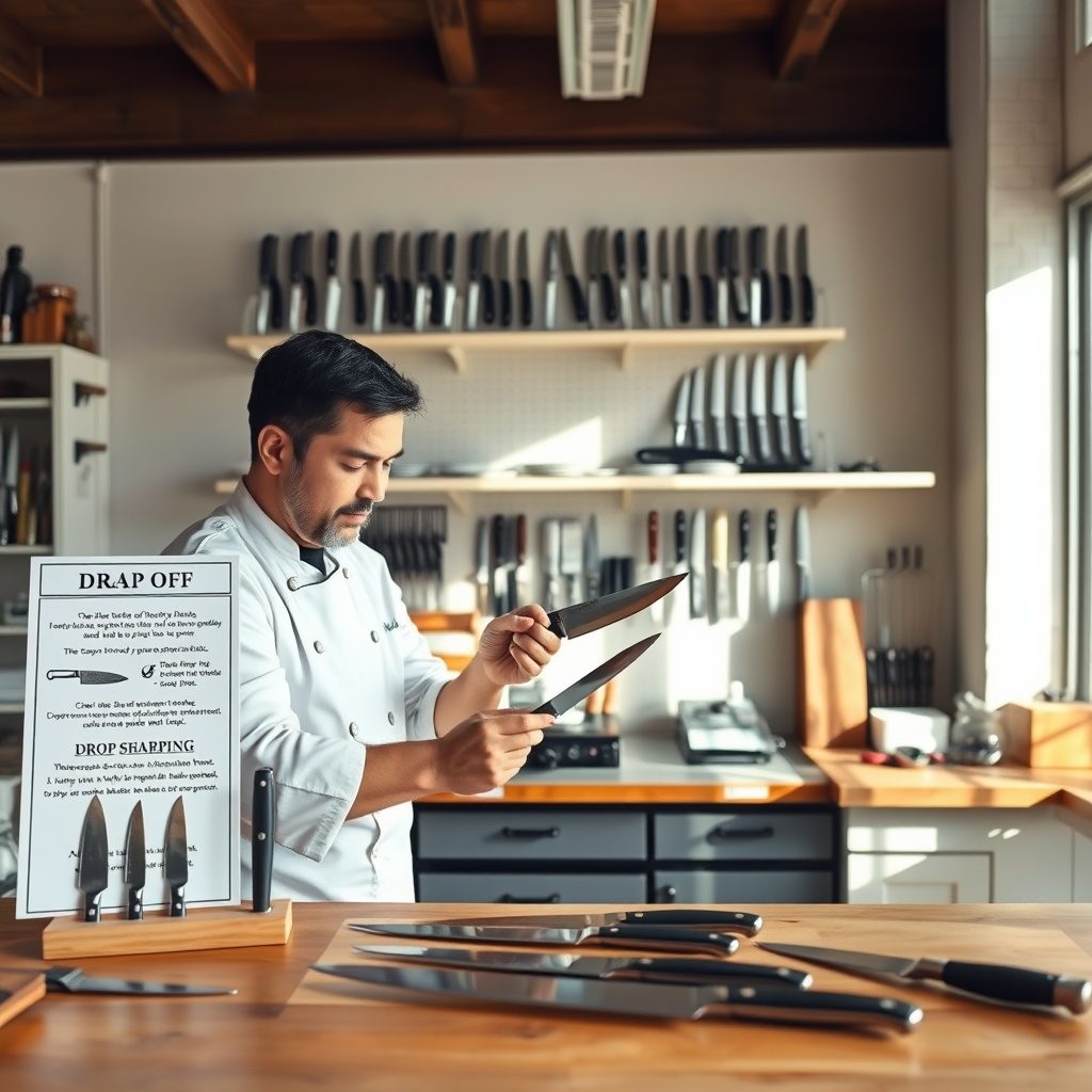 Knife sharpening service in action