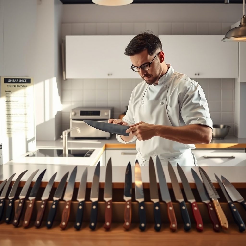 Knife sharpening service in action